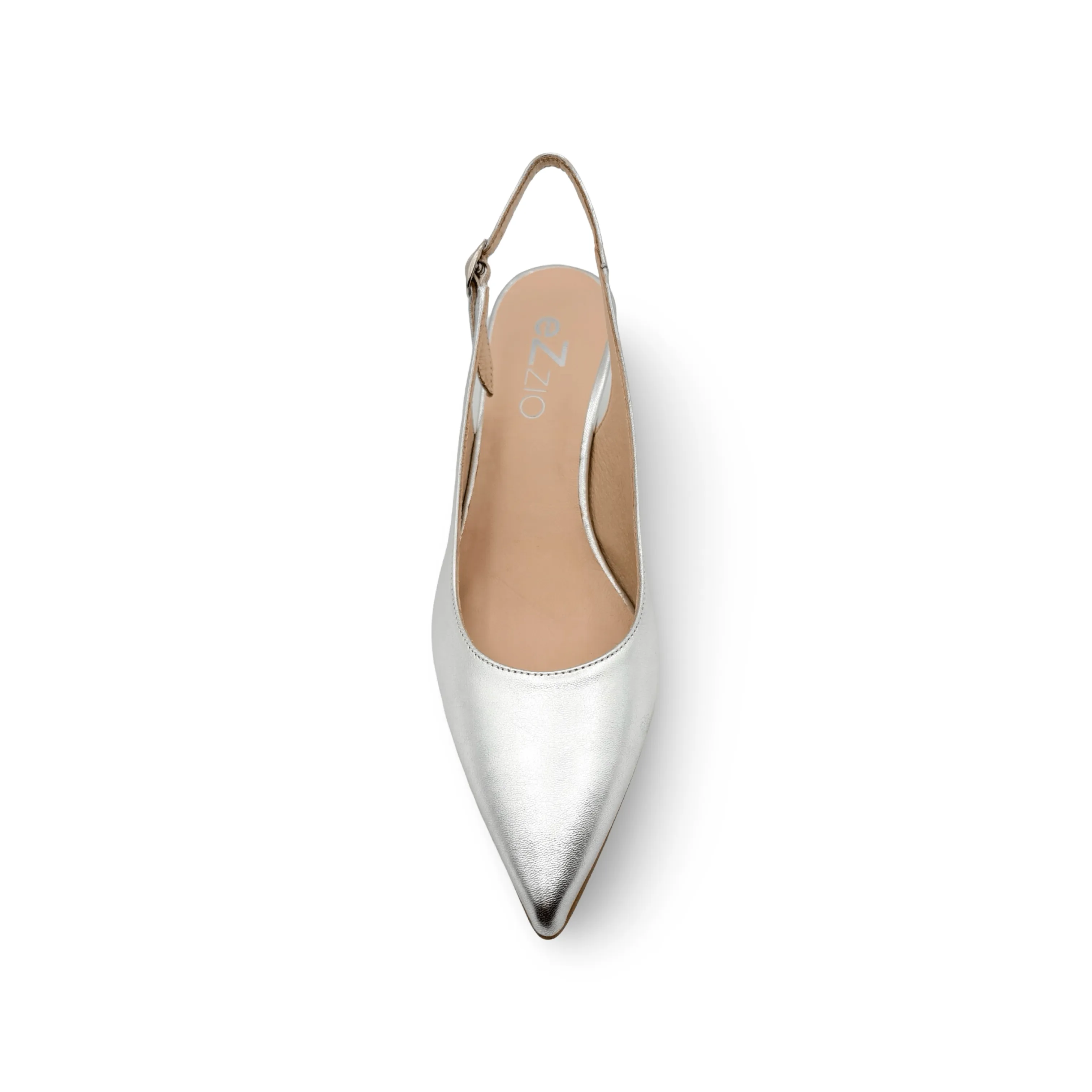 12038 Silver Leather Slingback Pump