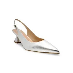 12038 Silver Leather Slingback Pump