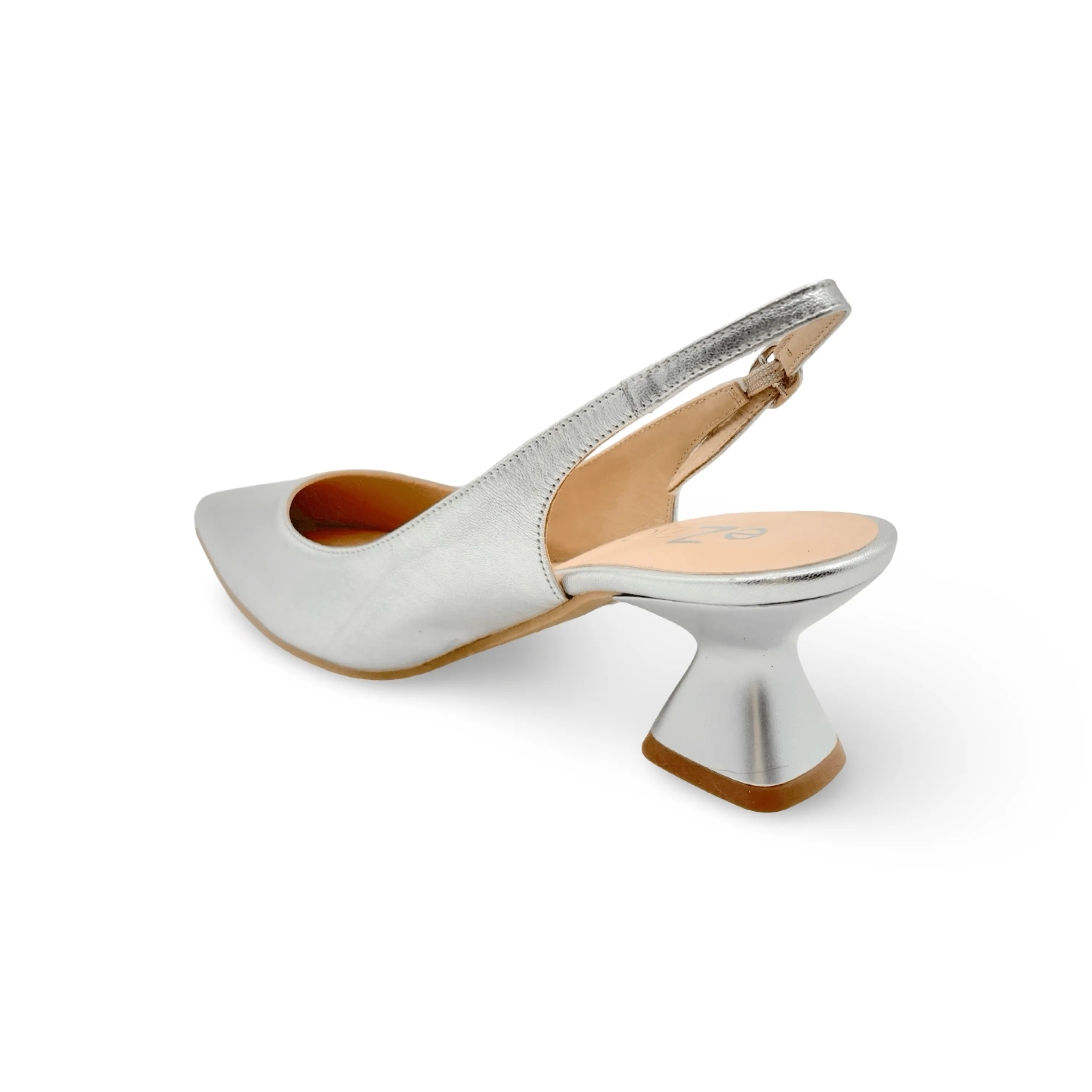 12038 Silver Leather Slingback Pump
