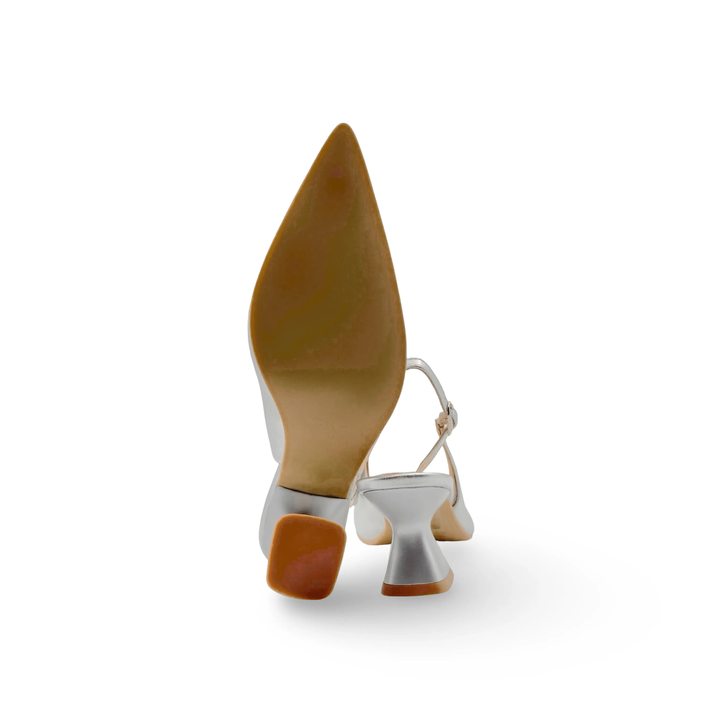 12038 Silver Leather Slingback Pump