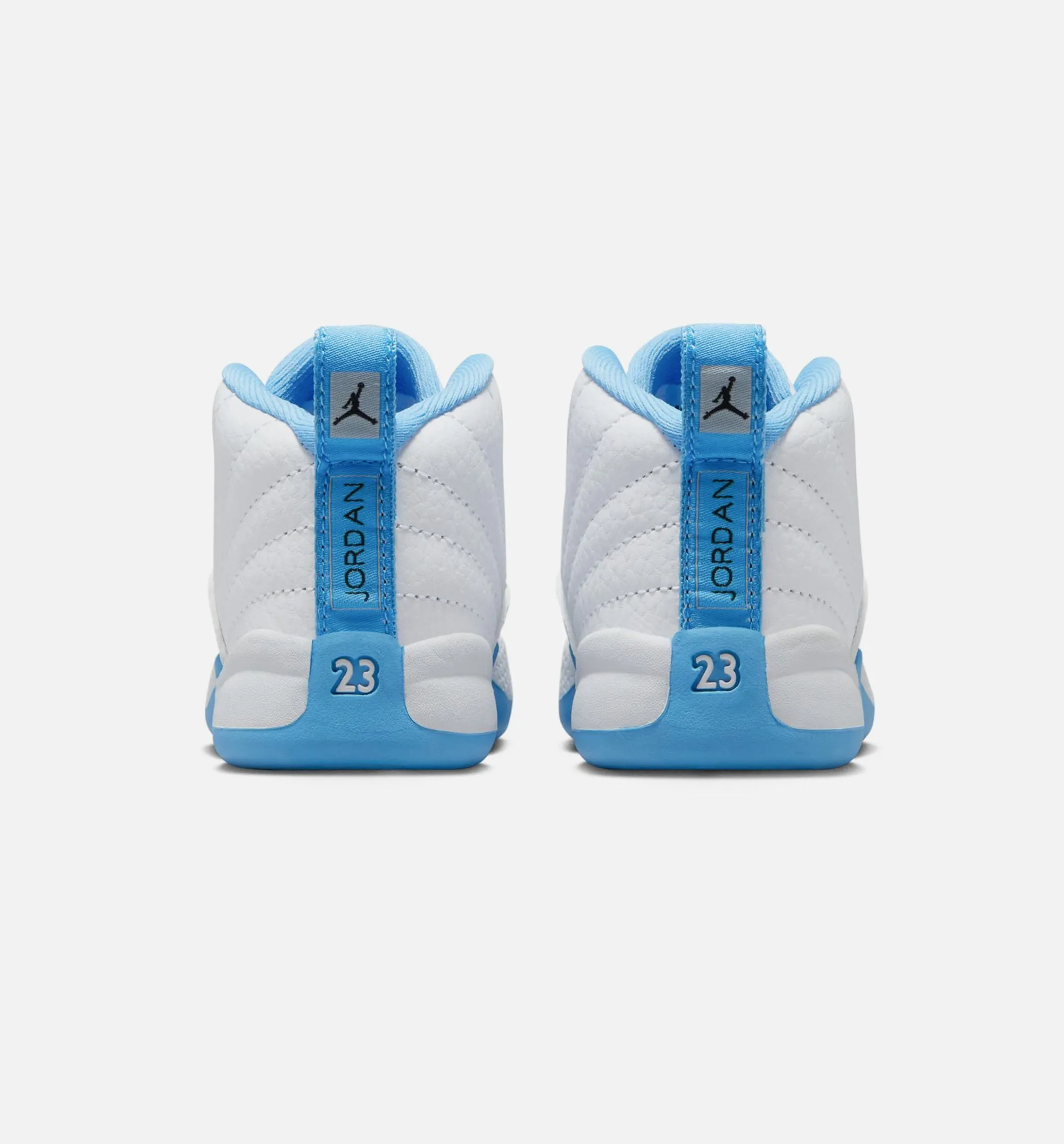 Air Jordan 12 Retro White and University Blue Infant Toddler Lifestyle Shoe - White/University Blue/Metallic Silver Free Shipping