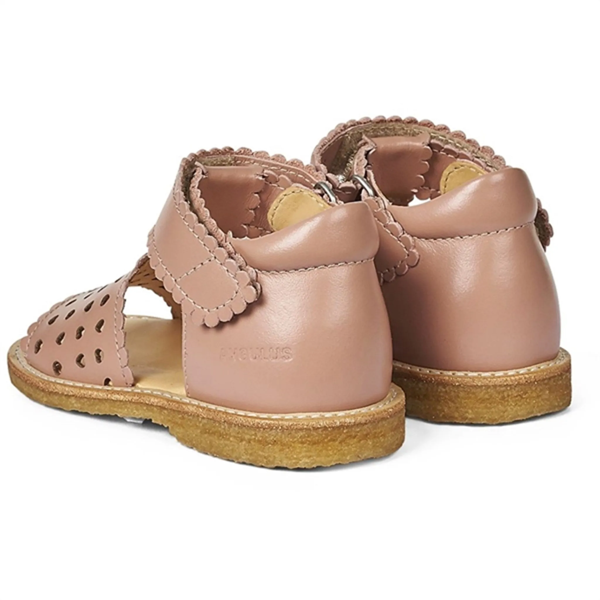 Angulus Starter Sandal W. Velcro And Hearts Dark Peach