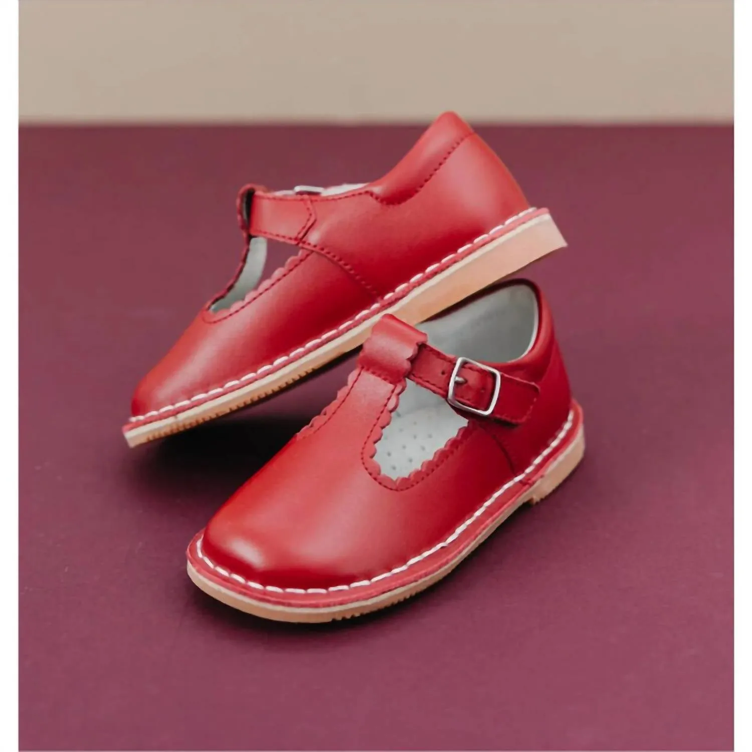 Baby Girl Selina Scalloped Mary Jane Shoe In Red