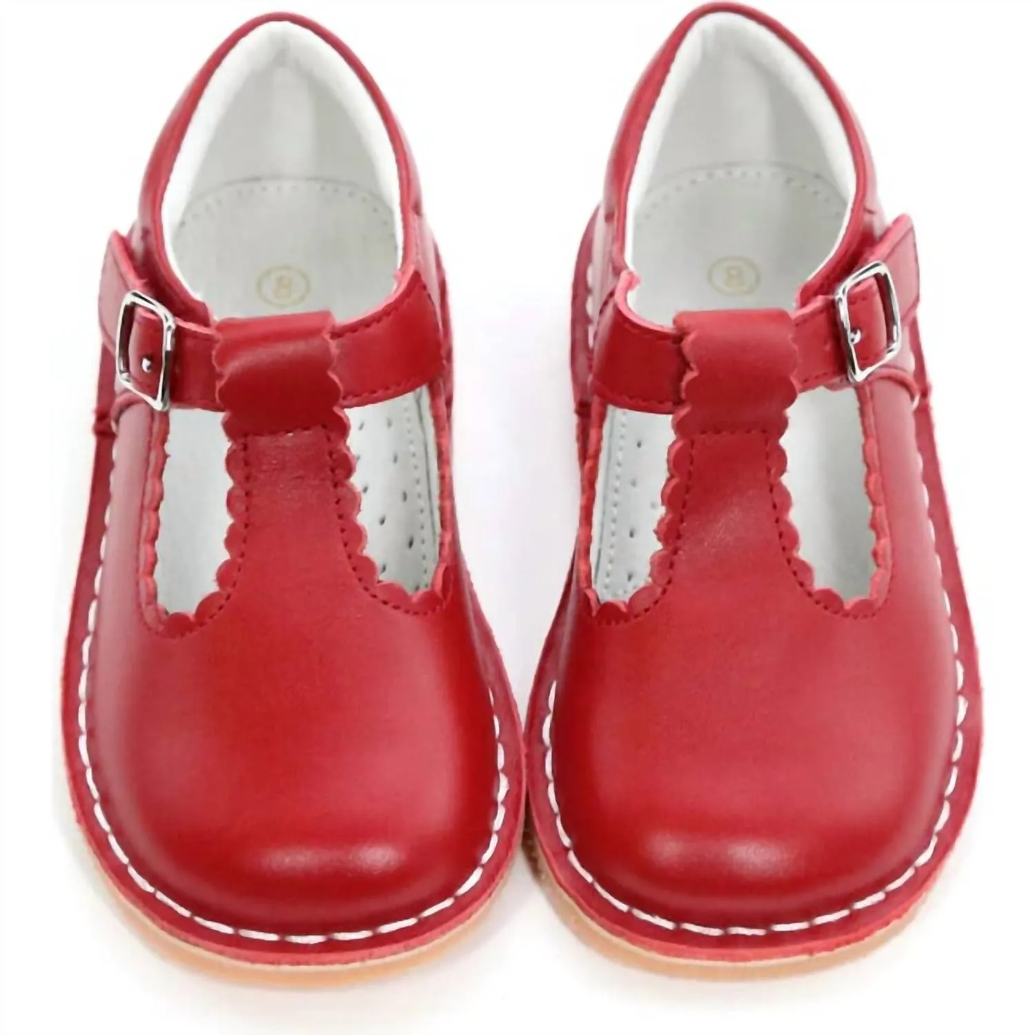 Baby Girl Selina Scalloped Mary Jane Shoe In Red
