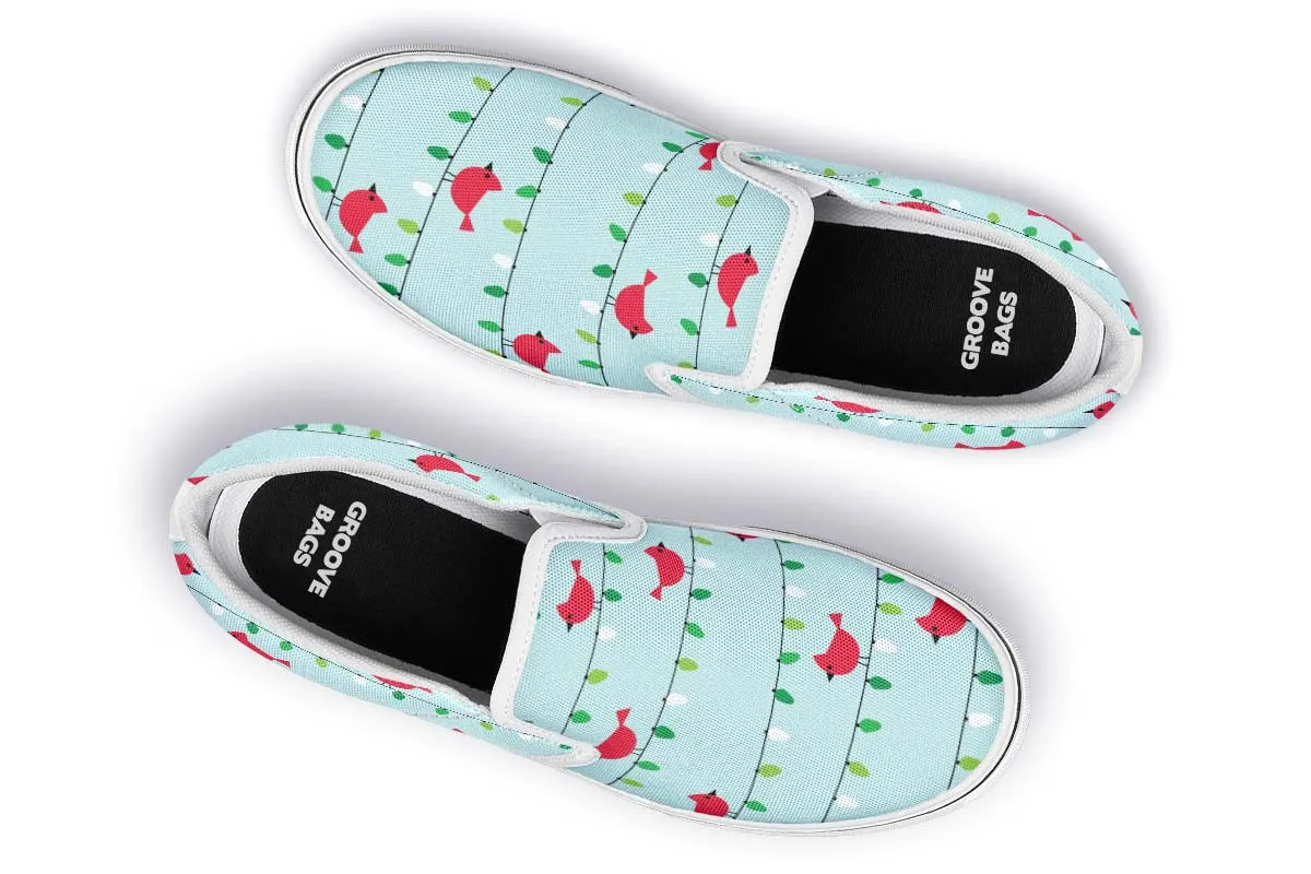 Birds On Christmas Lights Slip-On Shoes