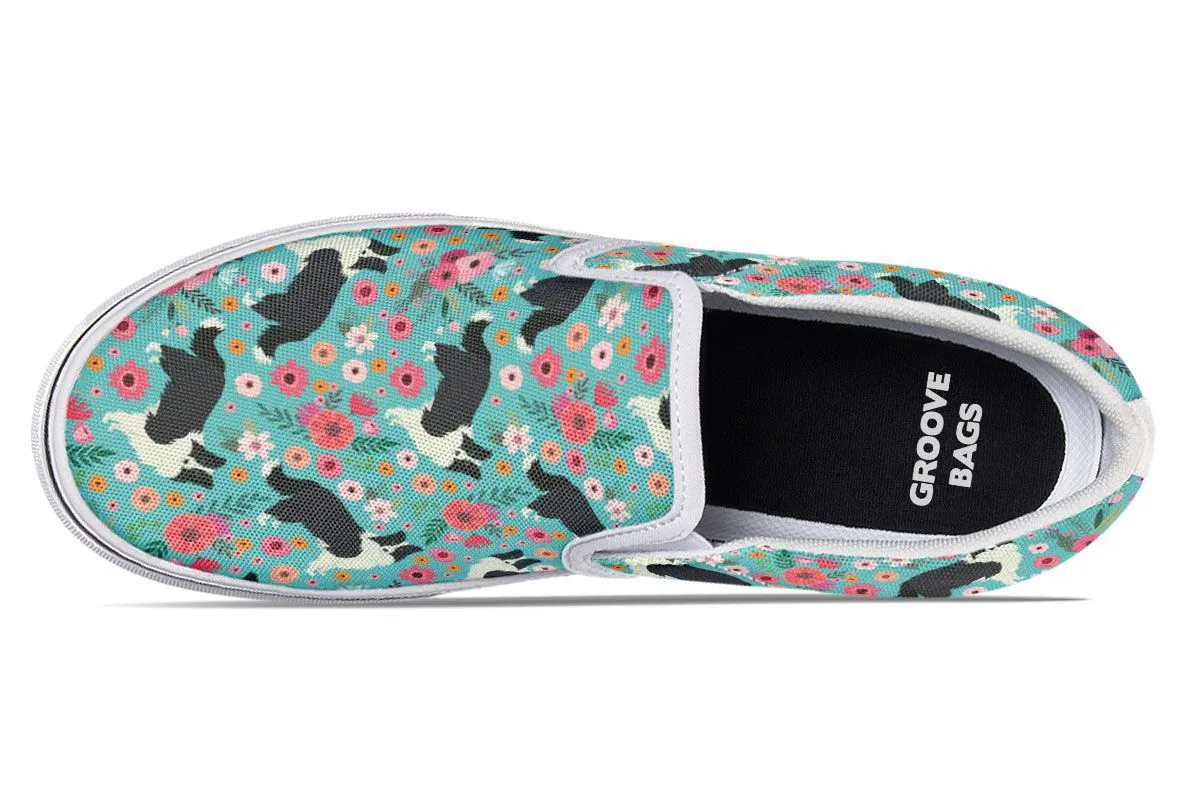 Border Collie Flower Slip-On Shoes