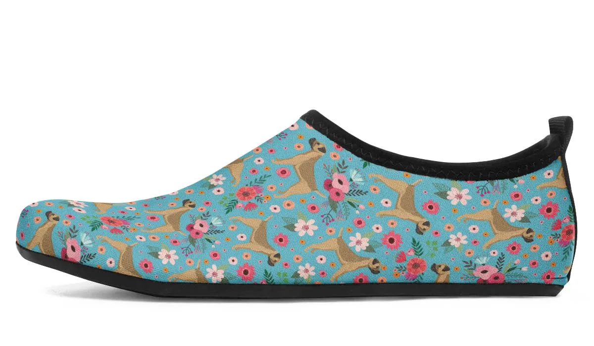 Border Terrier Flower Aqua Barefoot Shoes
