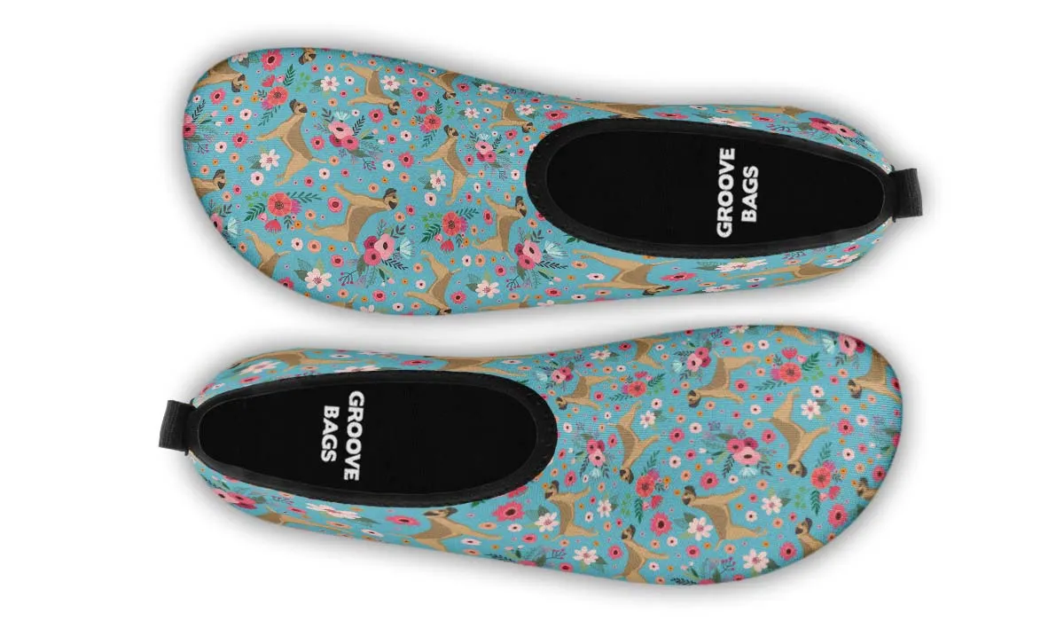 Border Terrier Flower Aqua Barefoot Shoes