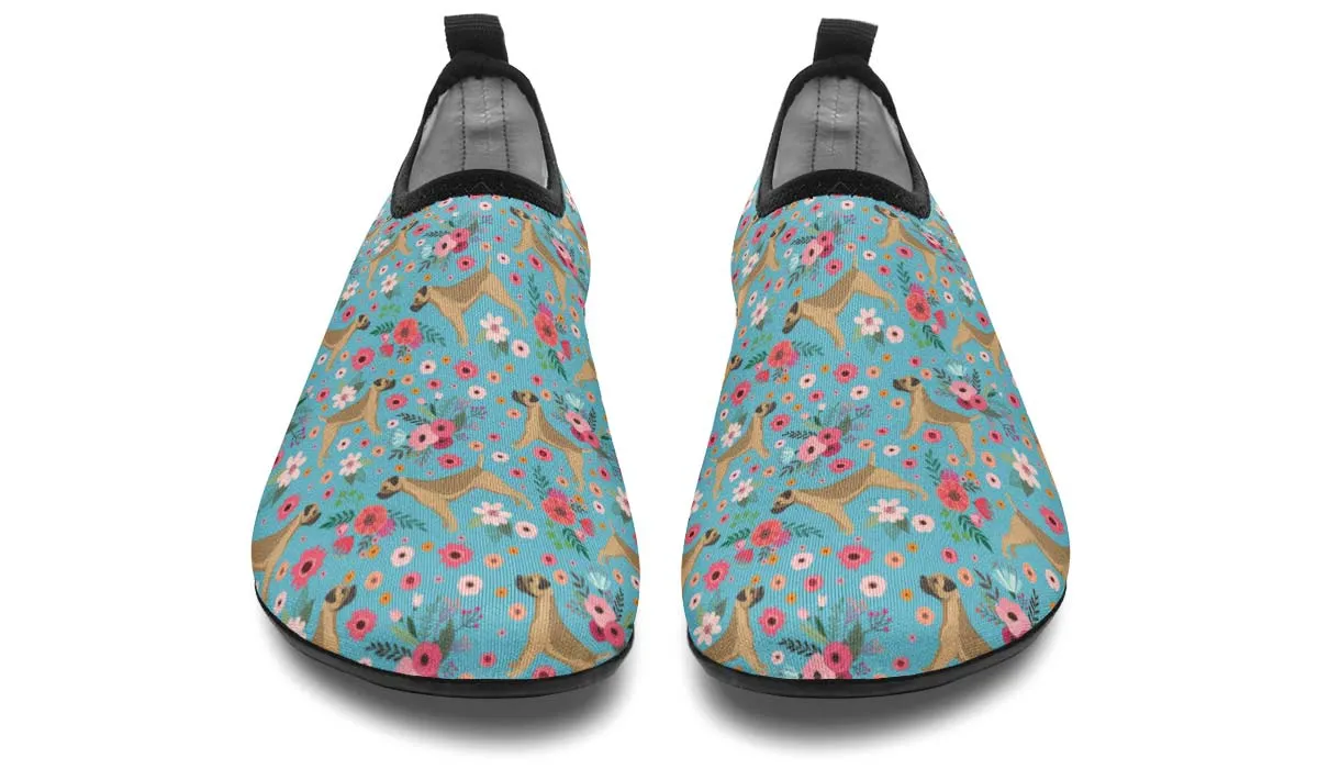Border Terrier Flower Aqua Barefoot Shoes