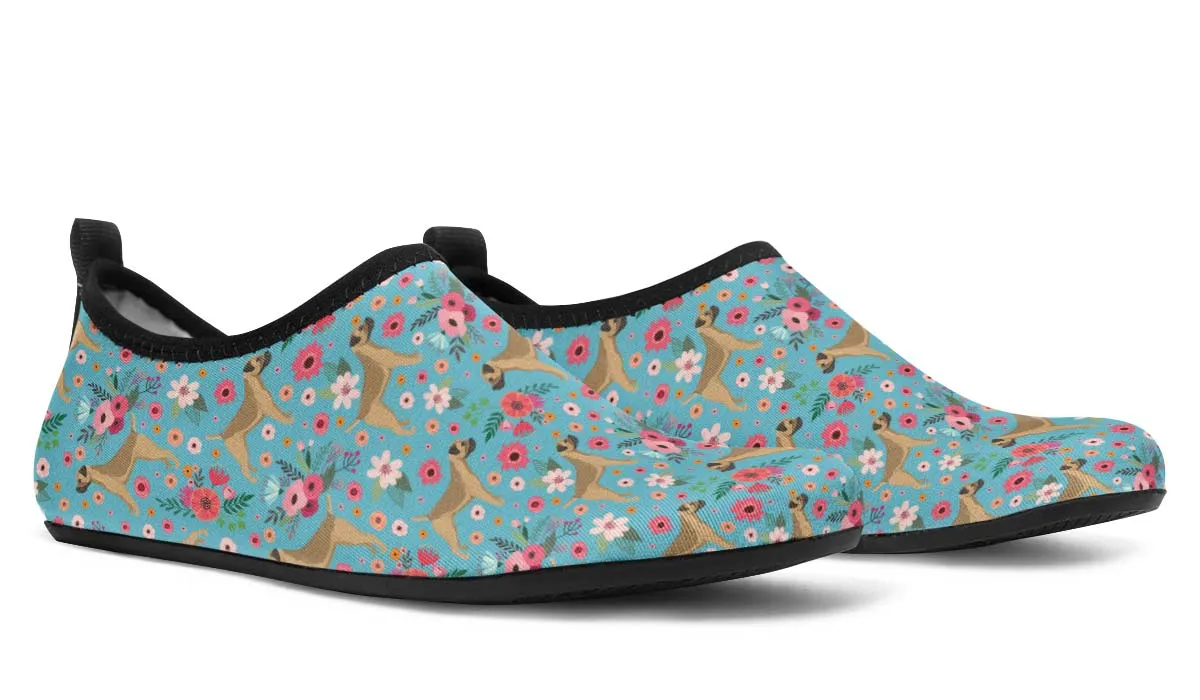 Border Terrier Flower Aqua Barefoot Shoes