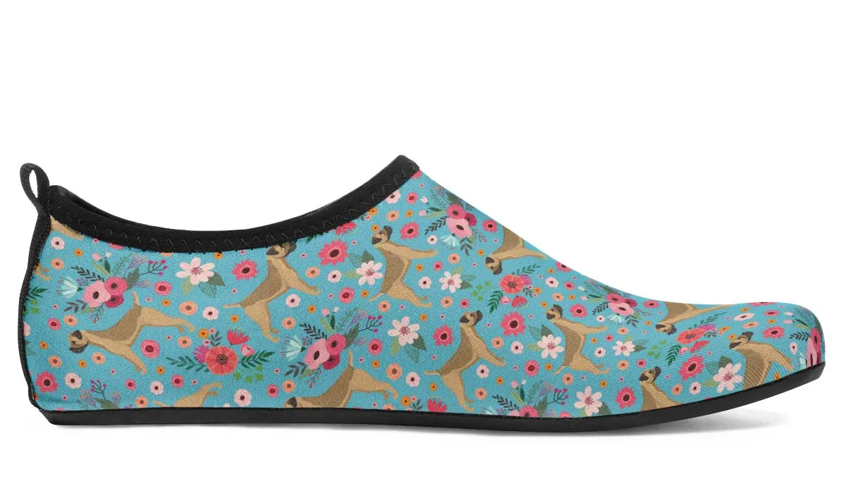 Border Terrier Flower Aqua Barefoot Shoes