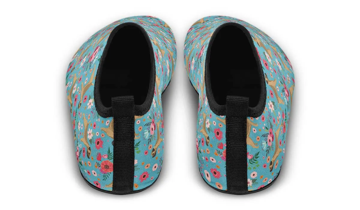 Border Terrier Flower Aqua Barefoot Shoes