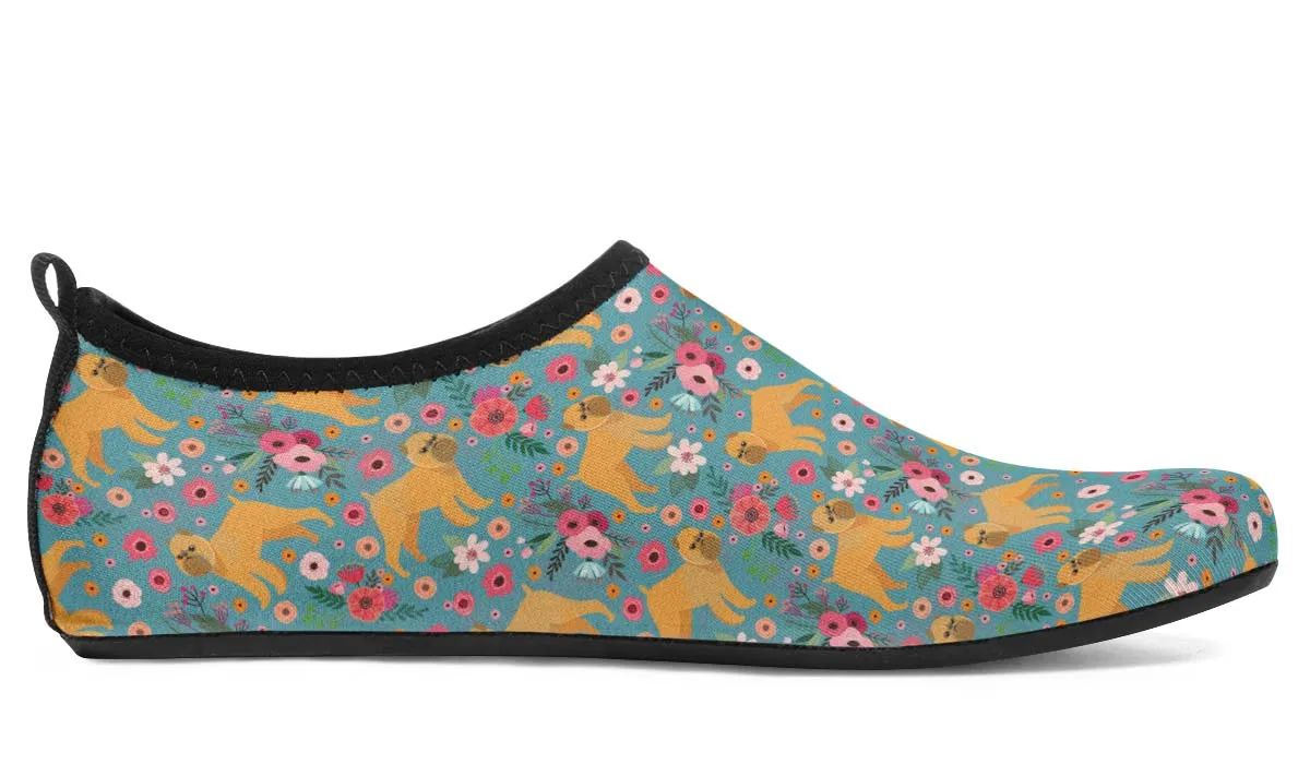 Brussels Griffon Flower Aqua Barefoot Shoes