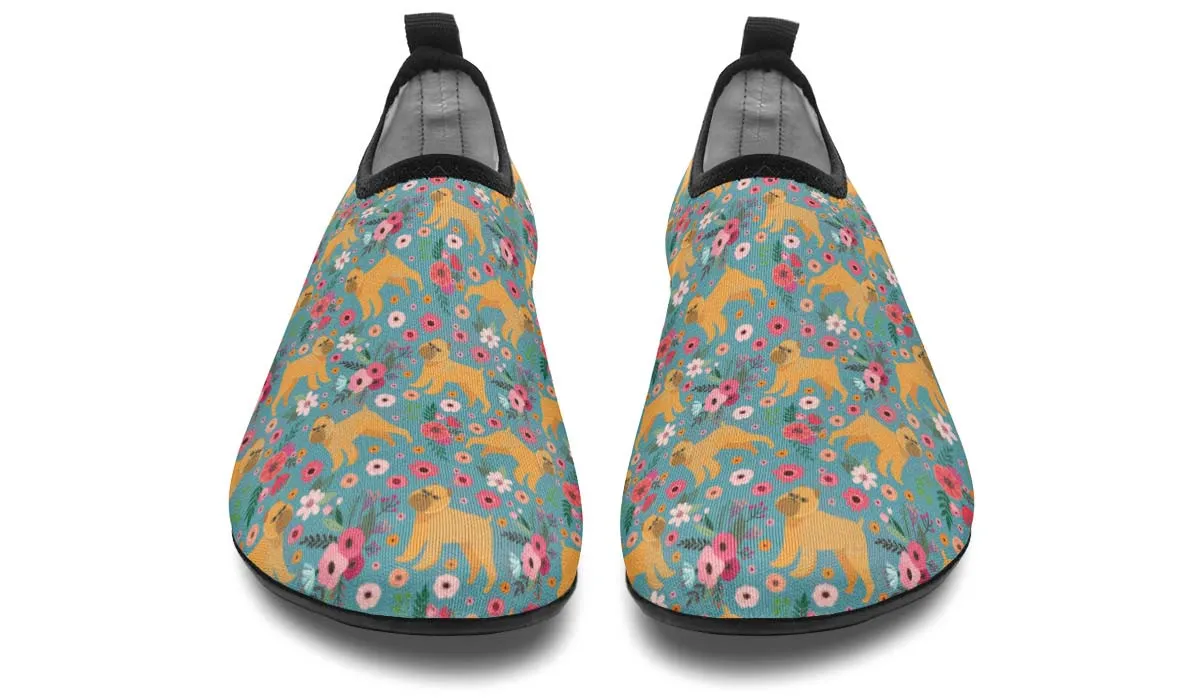Brussels Griffon Flower Aqua Barefoot Shoes