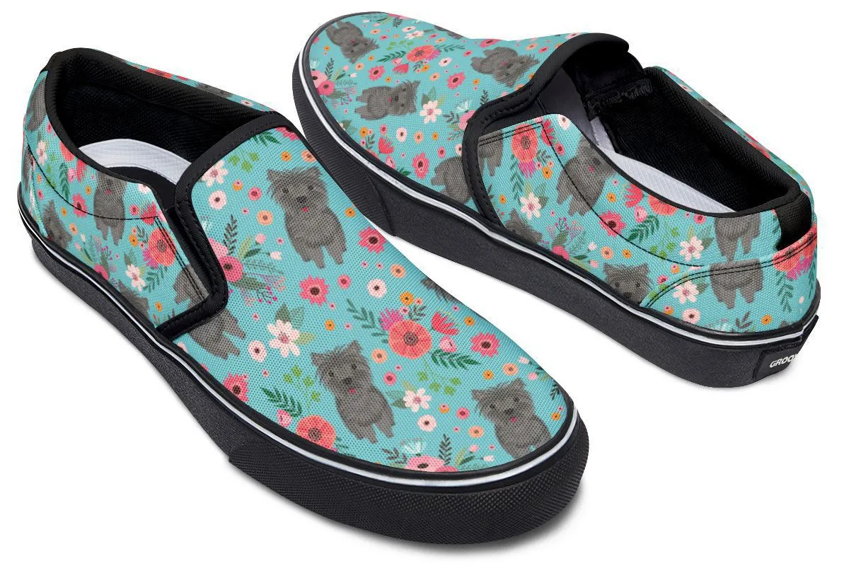 Cairn Terrier Flower Slip-On Shoes