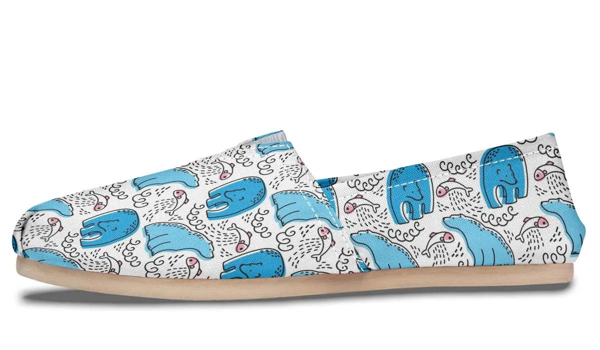 Cartoon Polar Bear Fishing Casual Shoes