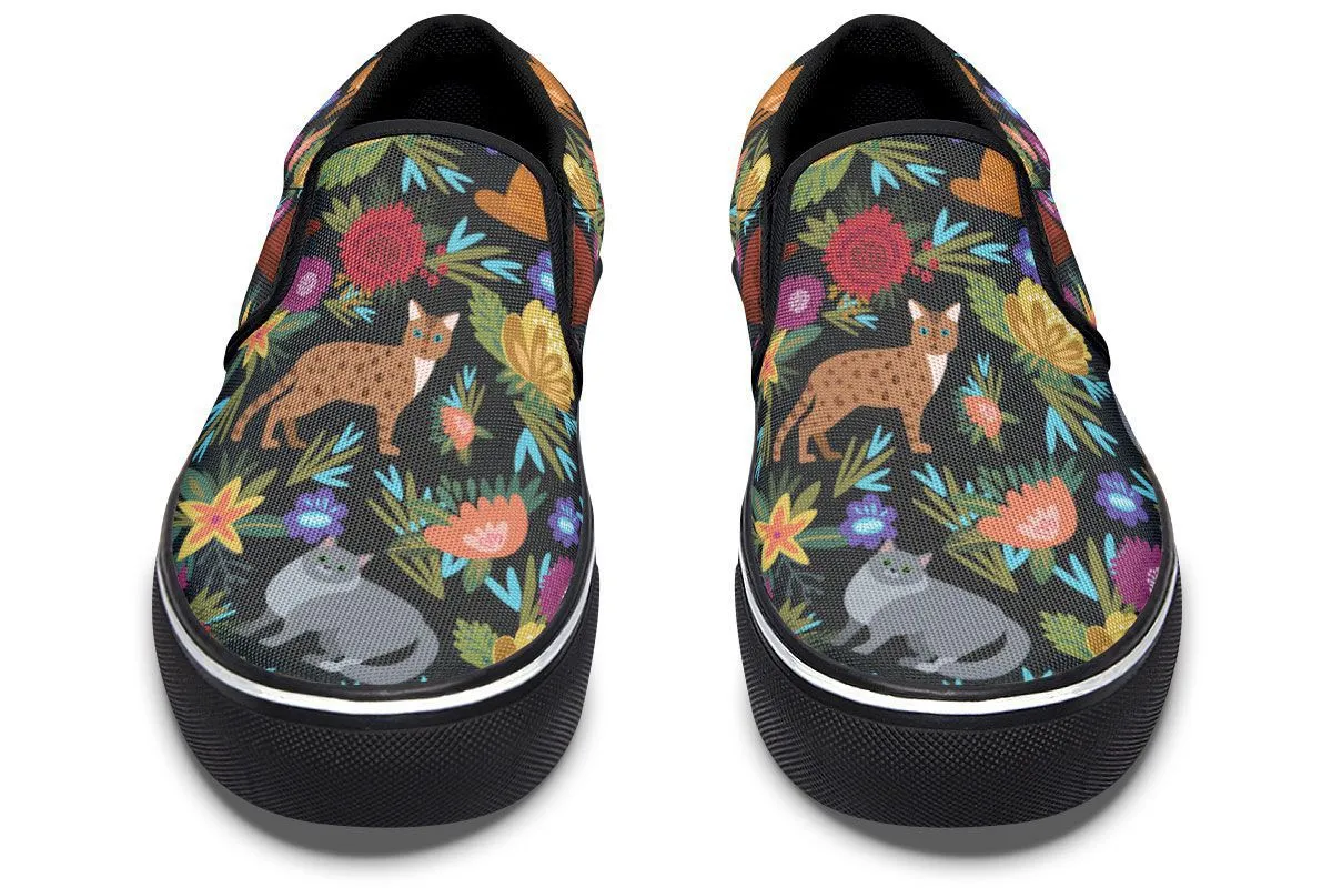 Cat Flower Slip-On Shoes