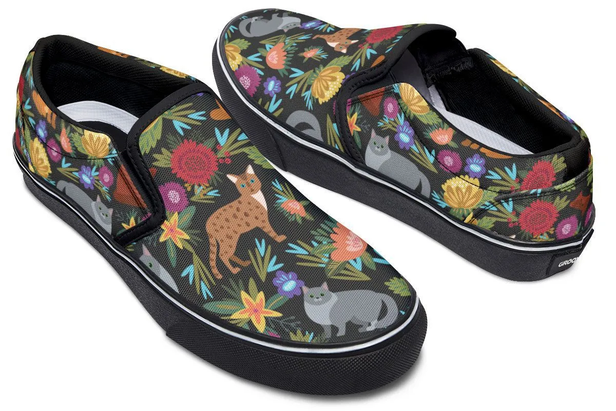 Cat Flower Slip-On Shoes