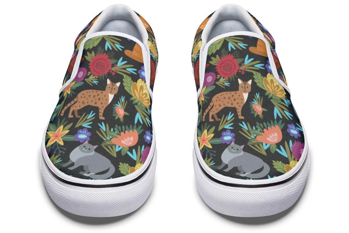 Cat Flower Slip-On Shoes