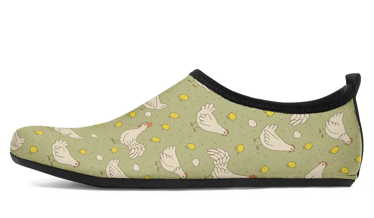 Chicken Family Aqua Barefoot Shoes