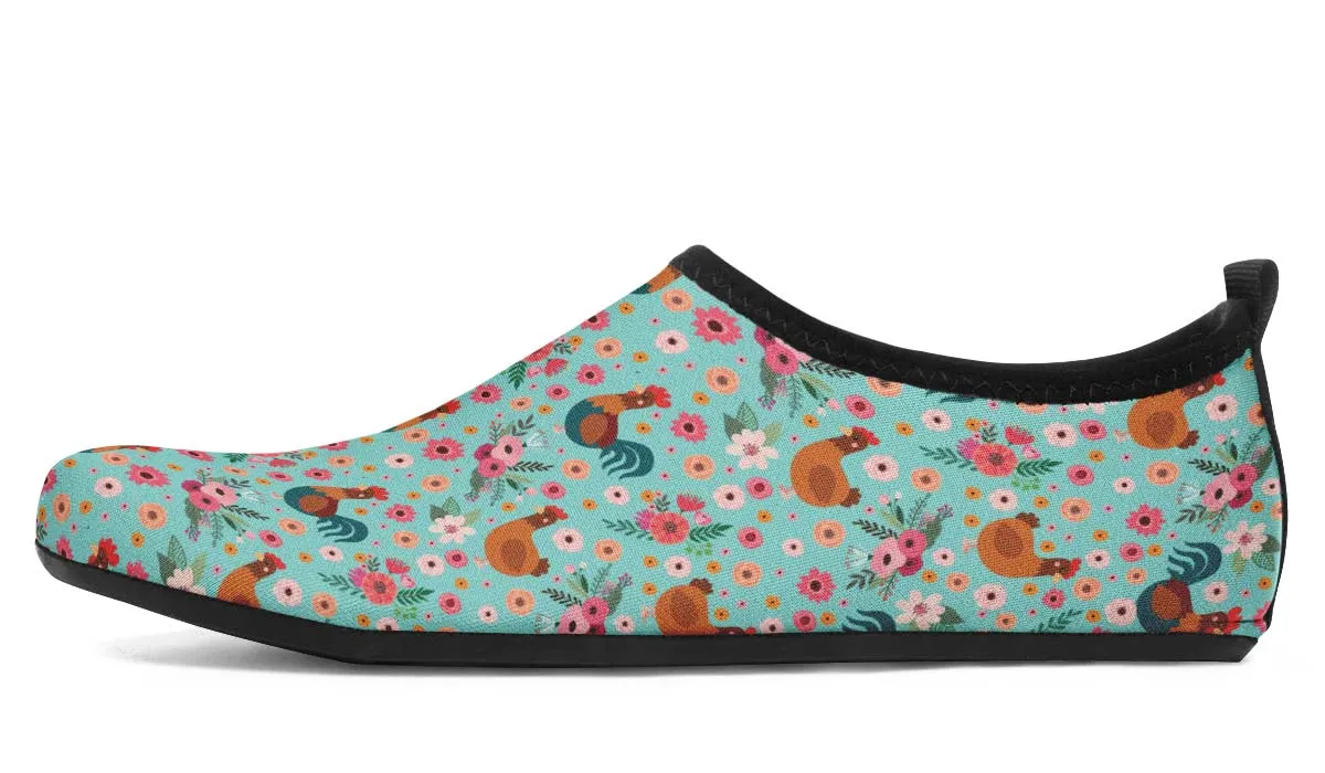 Chicken Flower Aqua Barefoot Shoes
