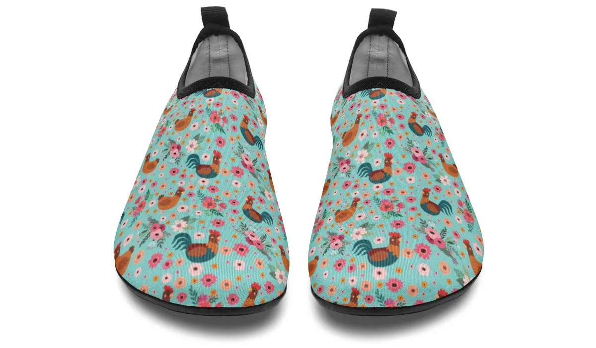 Chicken Flower Aqua Barefoot Shoes