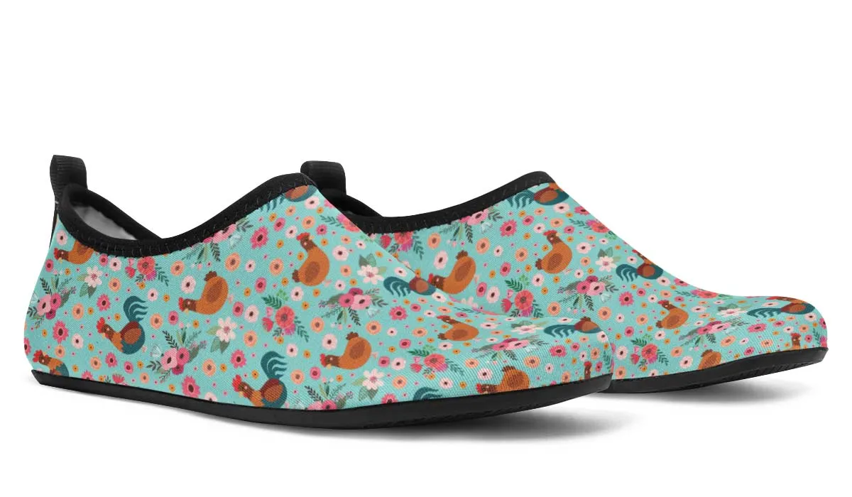 Chicken Flower Aqua Barefoot Shoes