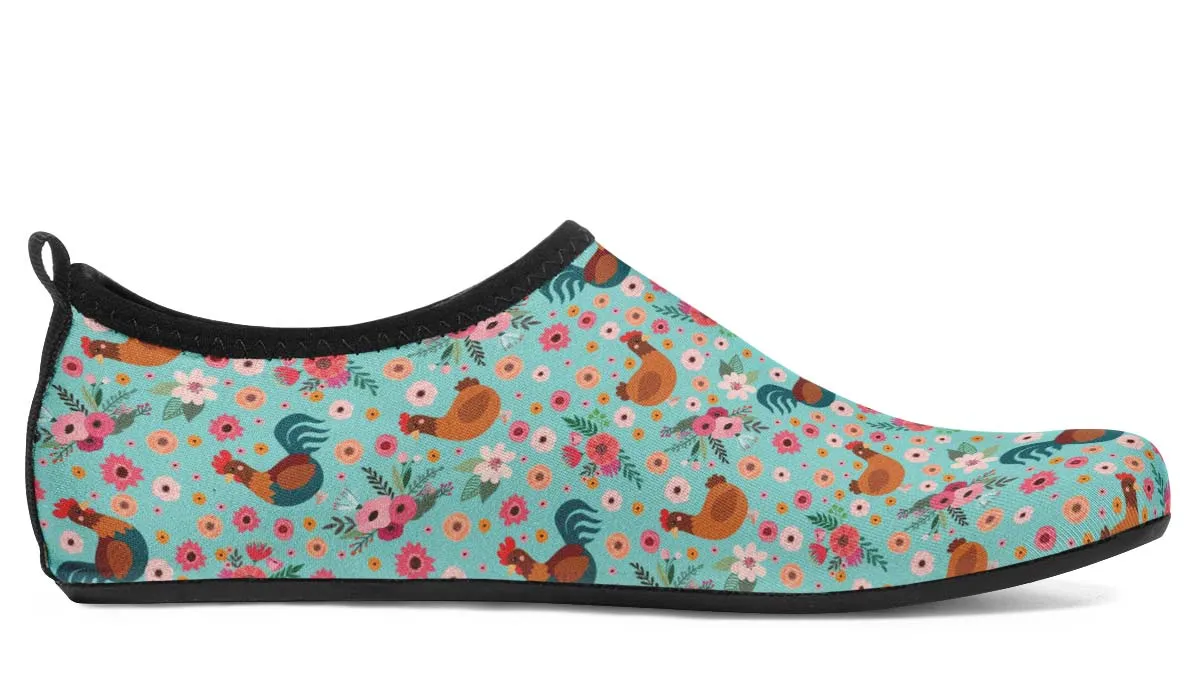 Chicken Flower Aqua Barefoot Shoes
