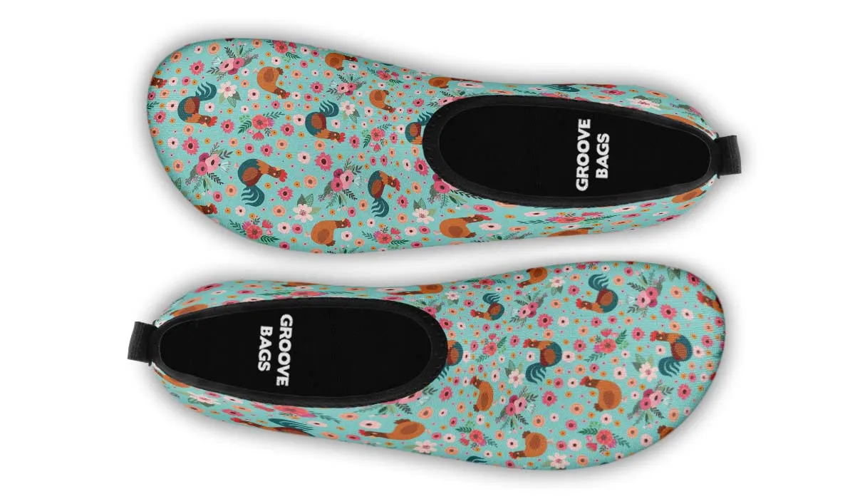 Chicken Flower Aqua Barefoot Shoes