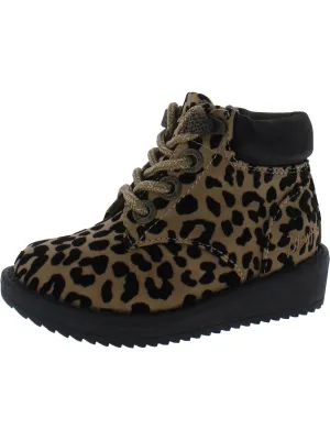 Chomper Girls Animal Print Combat & Lace-up Boots
