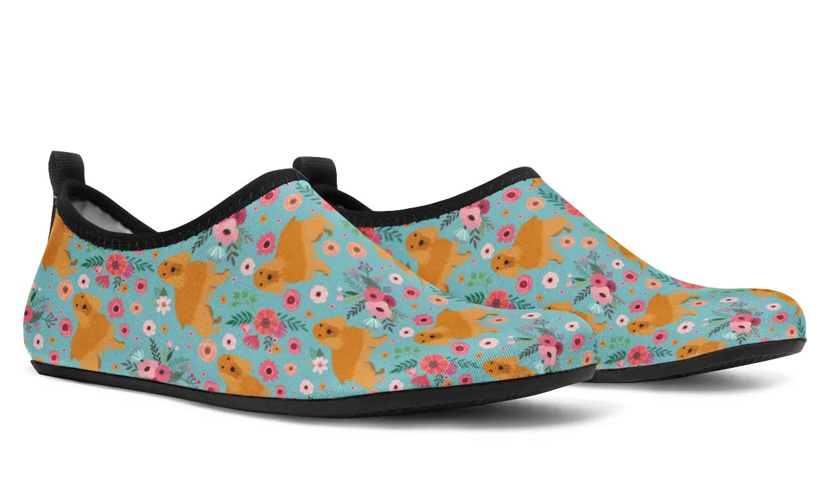 Cocker Spaniel Flower Aqua Barefoot Shoes