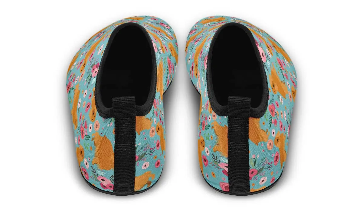 Cocker Spaniel Flower Aqua Barefoot Shoes