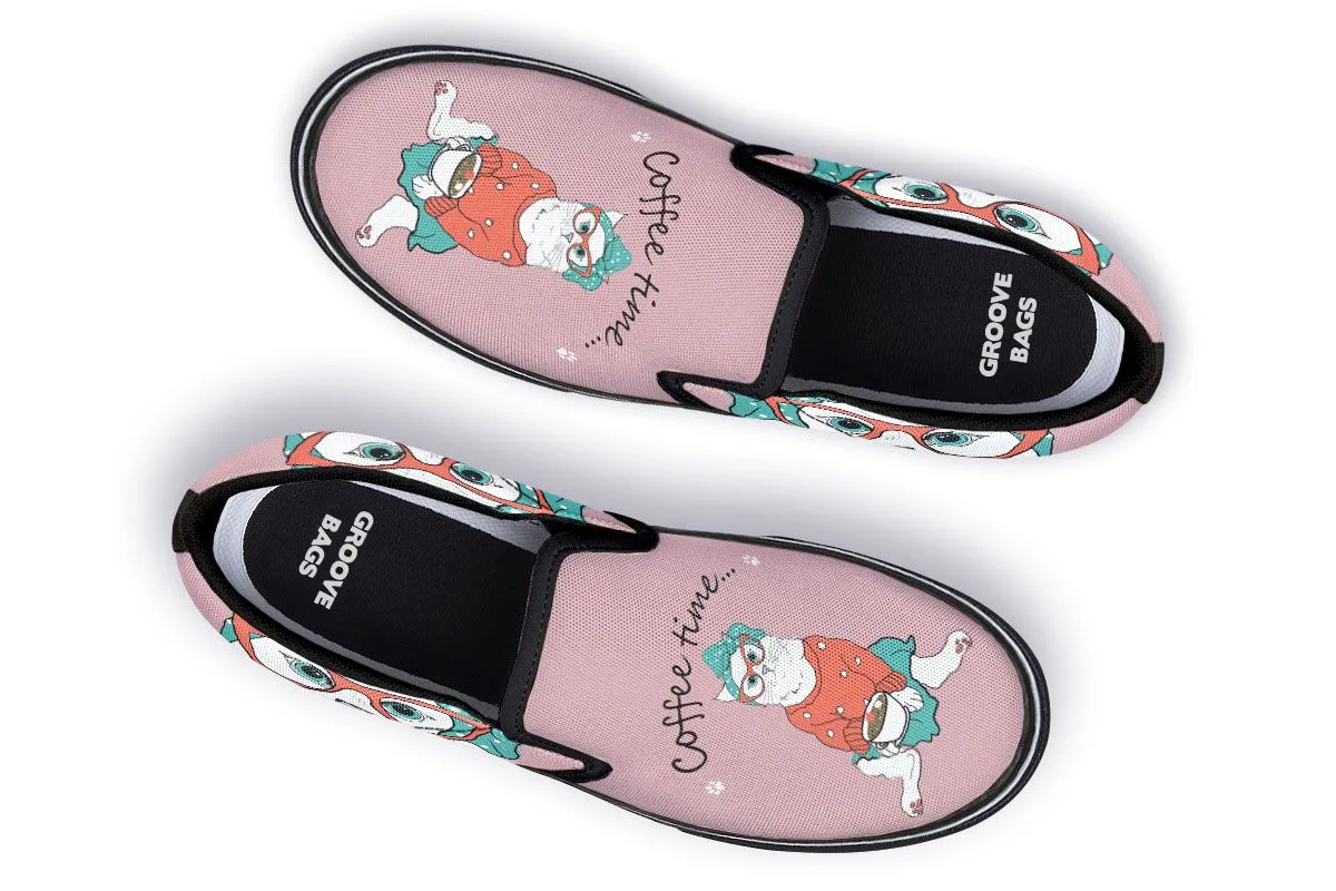 Coffee Kitty Slip-On Shoes