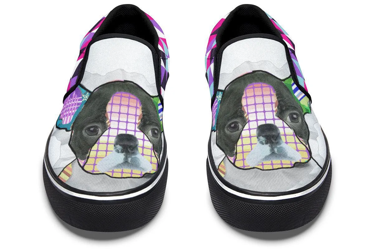 Collage Pup Bostie Slip-On Shoes
