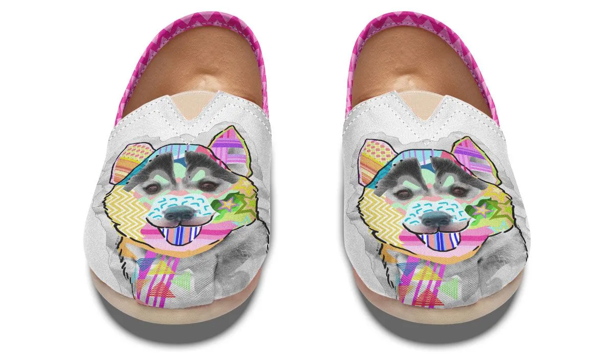 Collage Pup Husky Casual Shoes