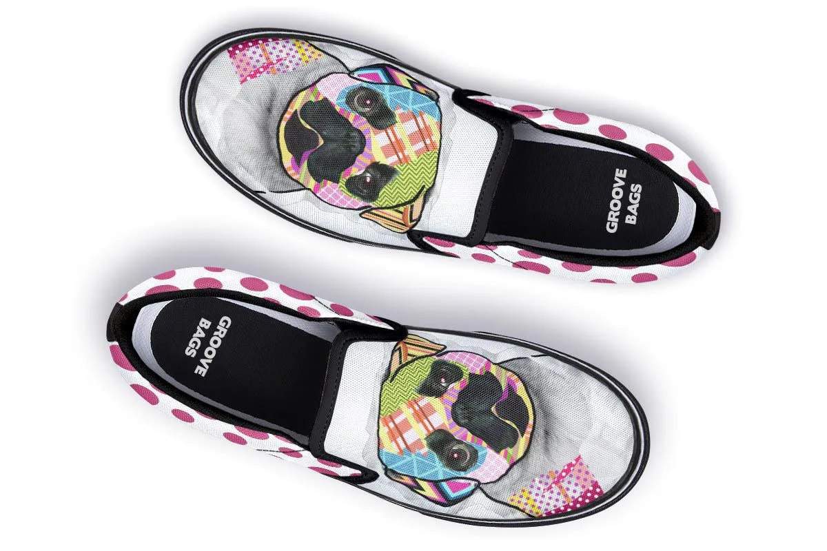 Collage Pup Pug Slip-On Shoes