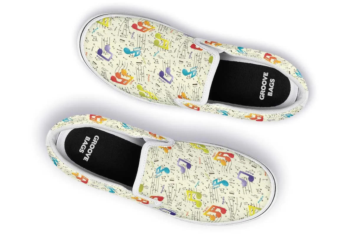 Colorful Music Notes Slip-On Shoes