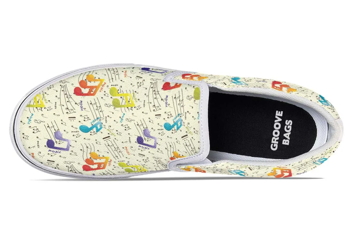 Colorful Music Notes Slip-On Shoes