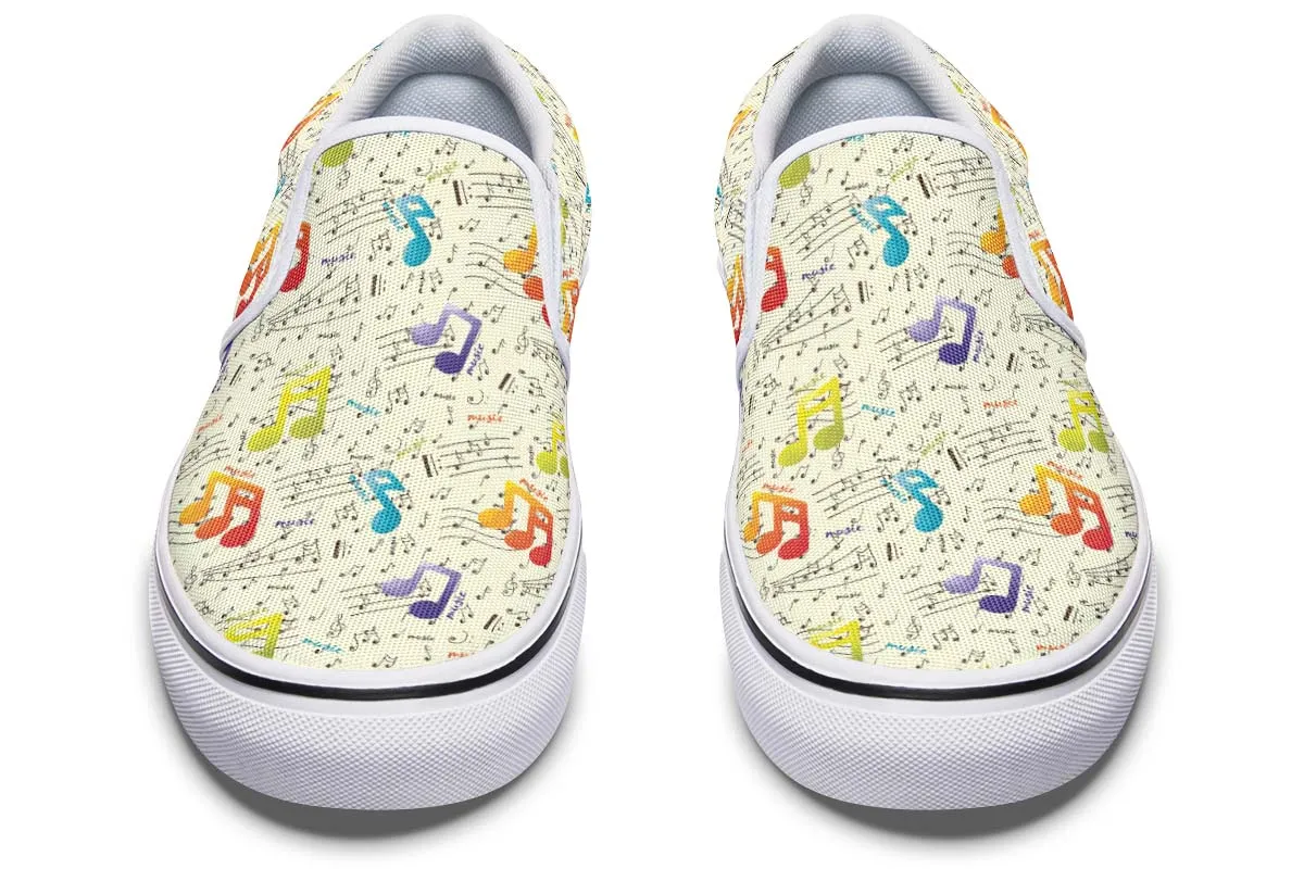 Colorful Music Notes Slip-On Shoes