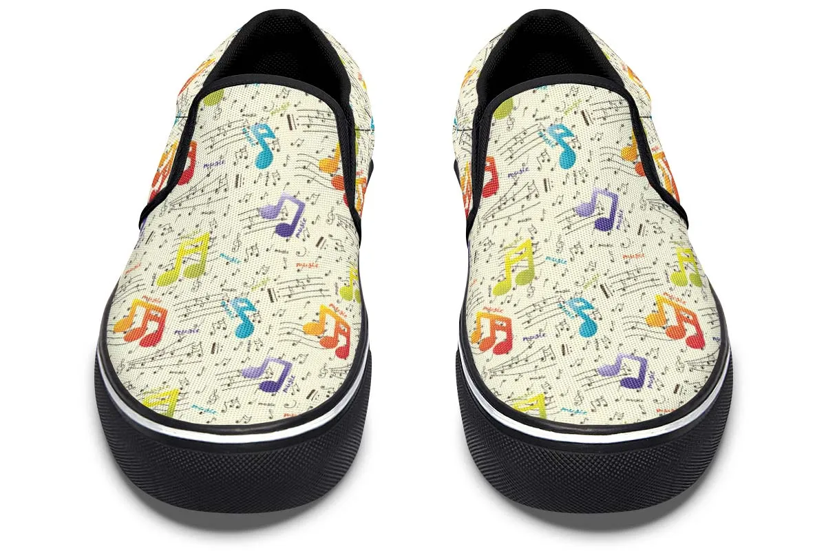 Colorful Music Notes Slip-On Shoes