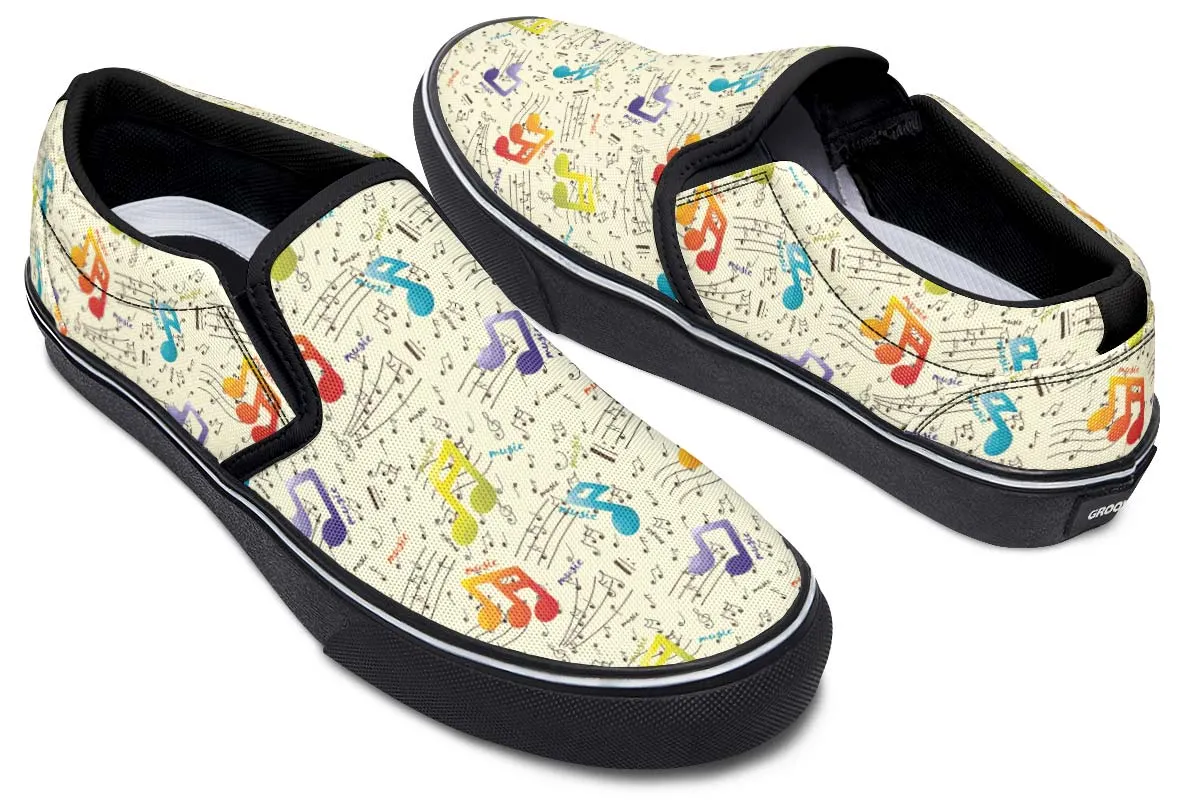 Colorful Music Notes Slip-On Shoes