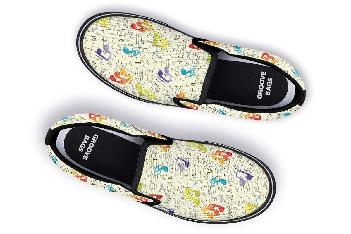 Colorful Music Notes Slip-On Shoes