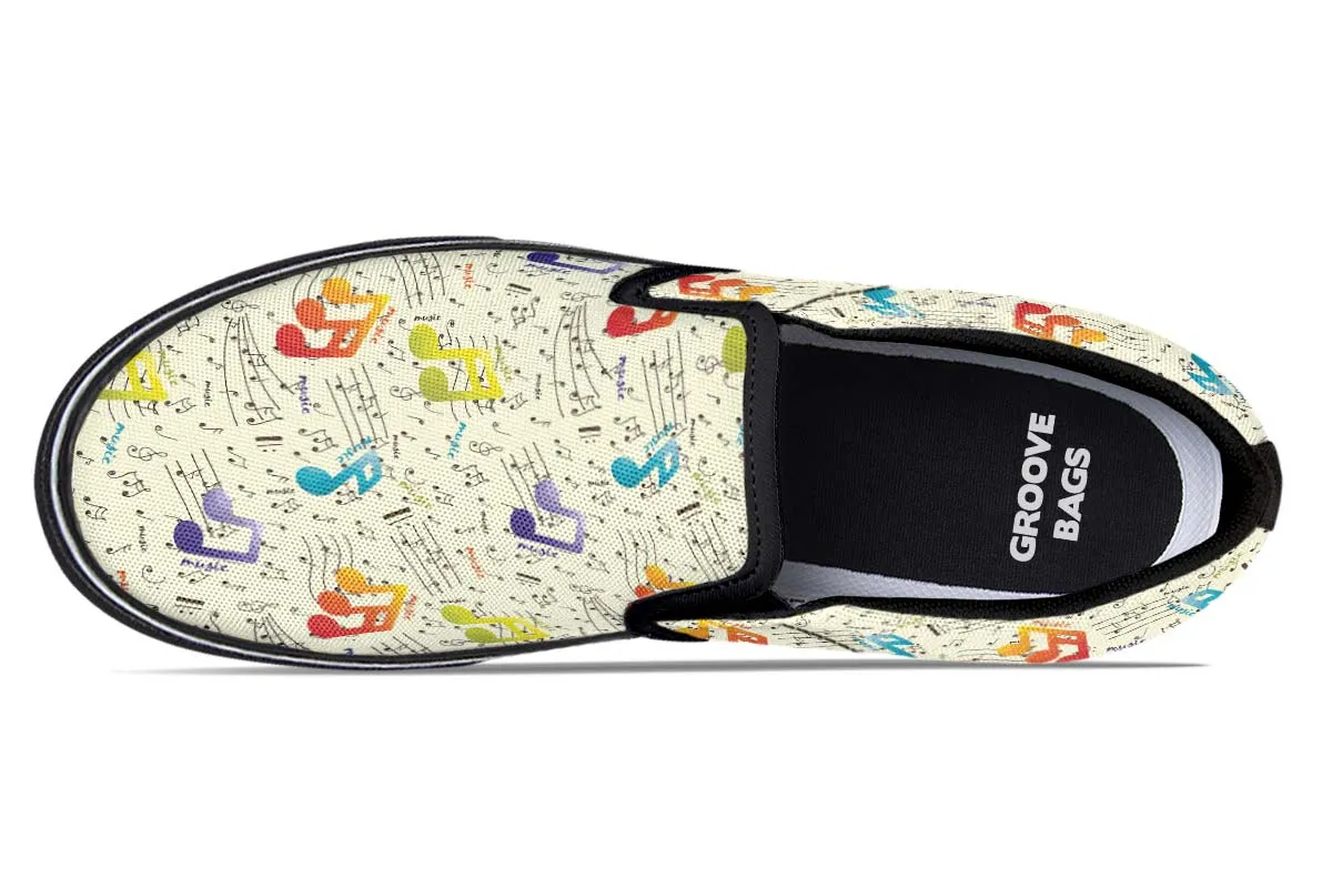 Colorful Music Notes Slip-On Shoes