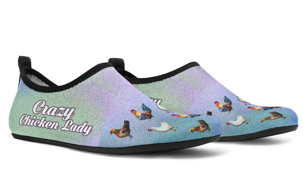 Crazy Chicken Lady Aqua Barefoot Shoes