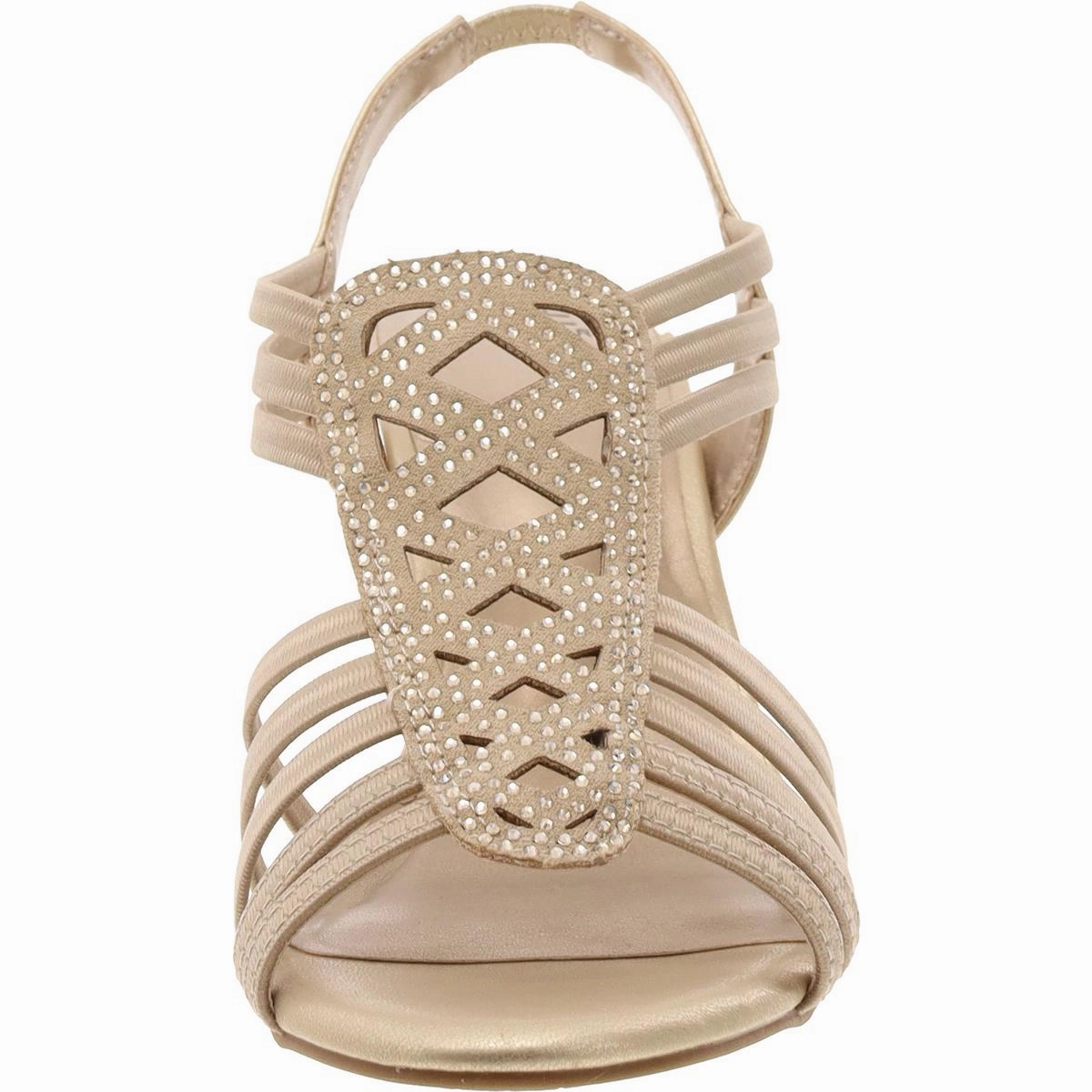 Danely Womens Faux Leather Rhinestone Slingback Sandals