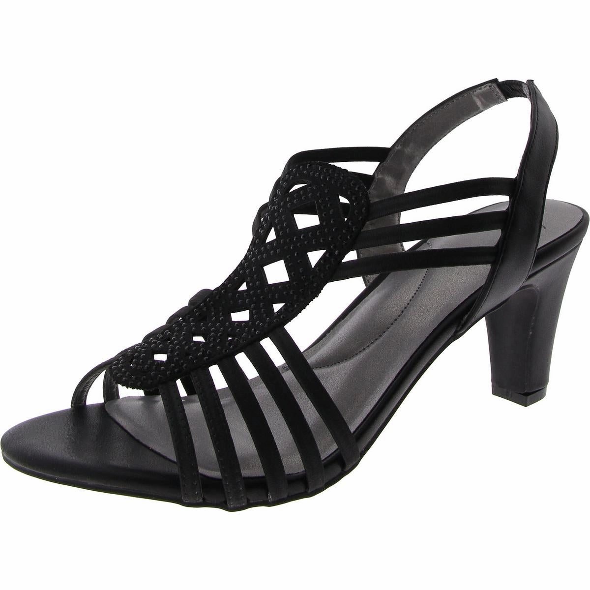 Danely Womens Faux Leather Rhinestone Slingback Sandals