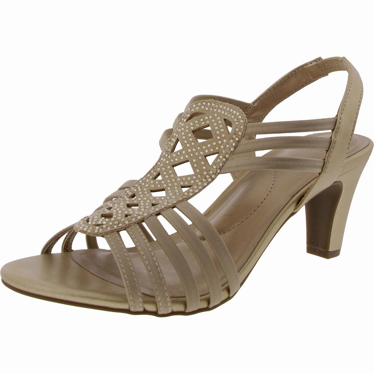Danely Womens Faux Leather Rhinestone Slingback Sandals