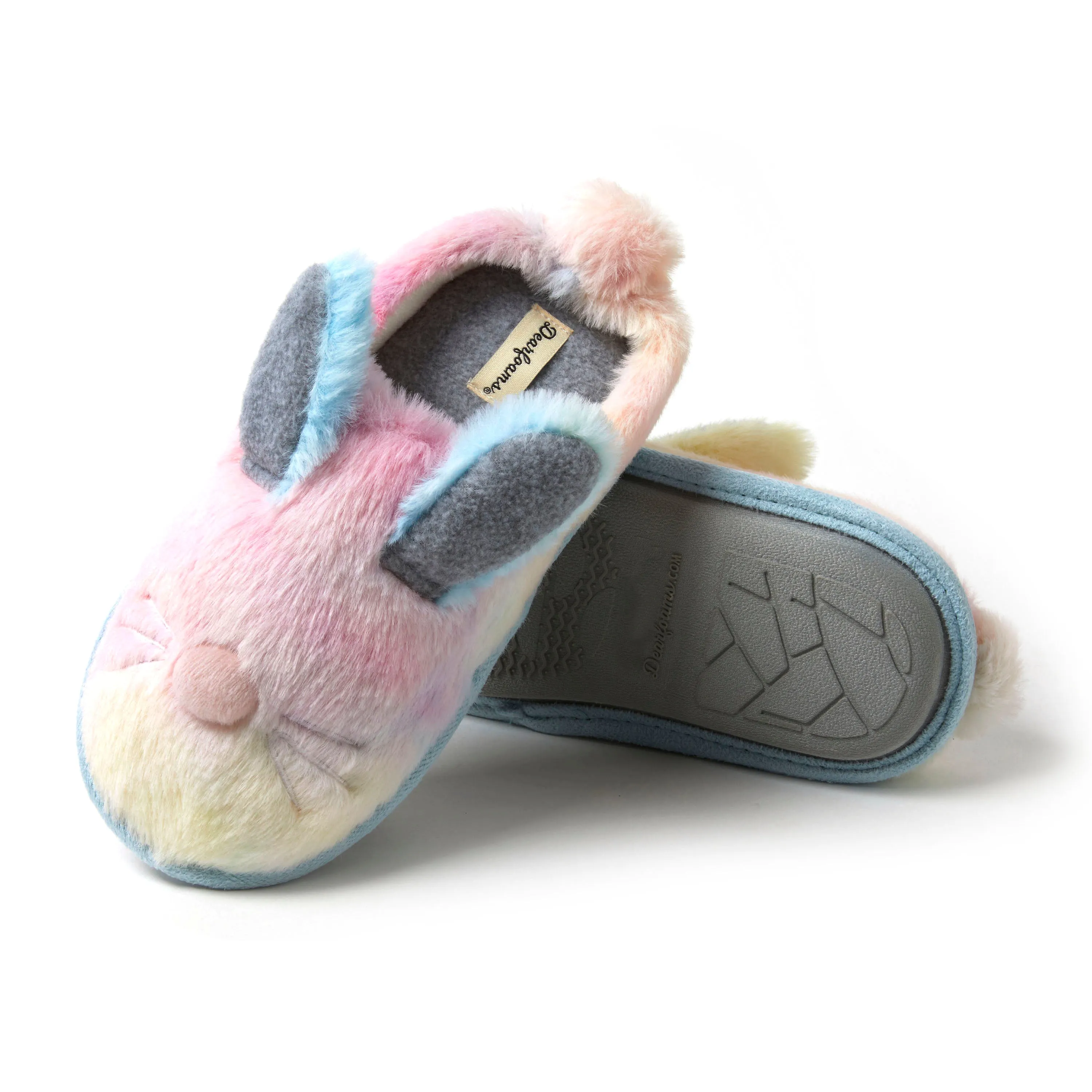 Dearfoams Kid's Easter Bunny Fuzzy Clog Slipper