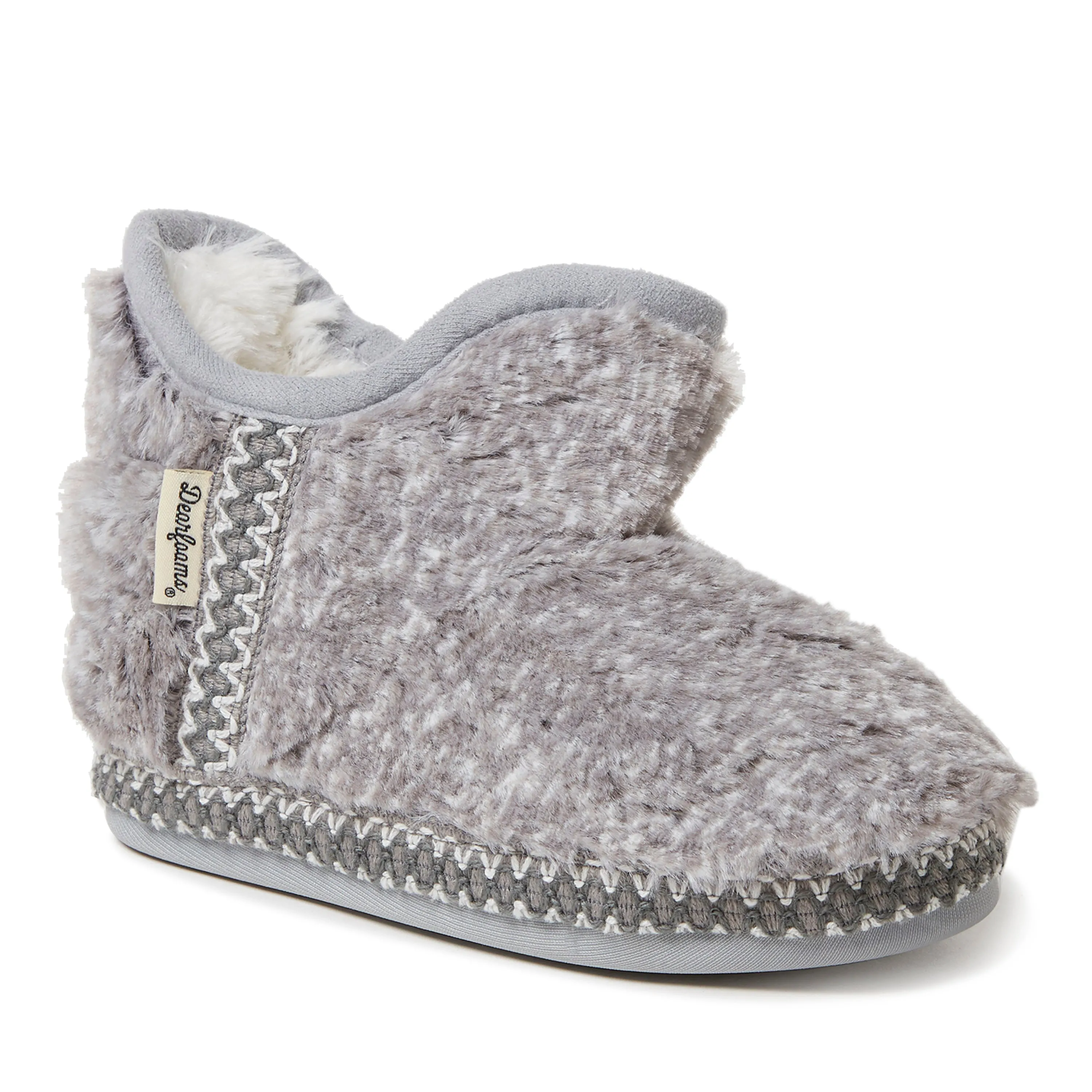 Dearfoams Kid's Girls Charlotte Pile Bootie Slippers