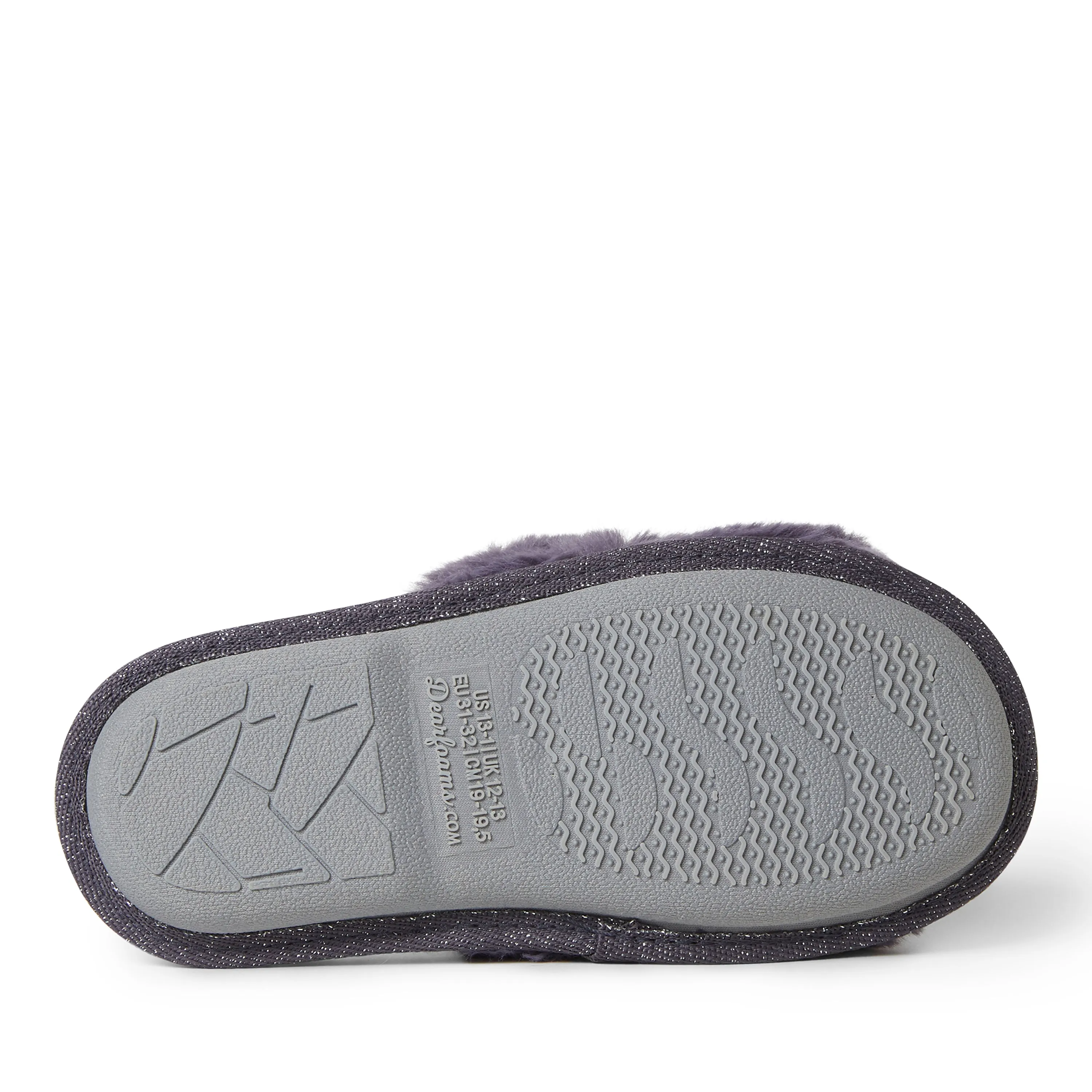 Dearfoams Kid's Lana Slide Slipper with Slogan